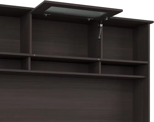 Vista 5 de BUSH FURNITURE Mueble de madera de roble, color café de 60 pulgadas, Madera, Heather Gray
