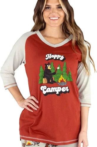 Vista 20 de Lazy One Leggings y camisetas para mujer, pijamas separados, ropa de descanso acogedora para mujer Leggings de pijama para mujer Bear Hug Rosa-Rojo