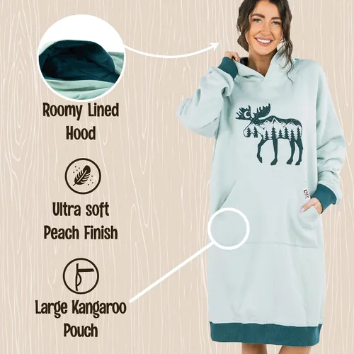 Vista 96 de Lazy One Sudadera con capucha de gran tamaño, ropa de dormir cómoda, vestido de suéter para mujer
