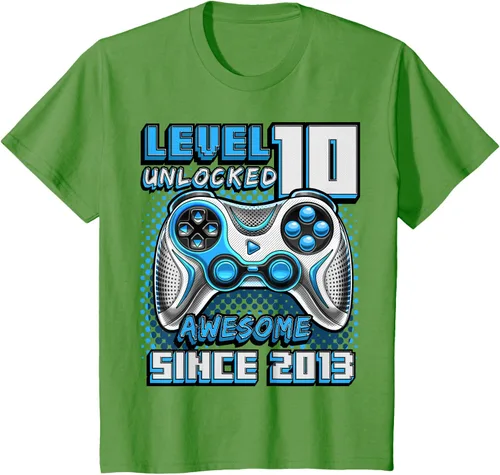 Vista 49 de Level 10 Unlocked Awesome 2013 Video Game 10th Birthday Boy T-Shirt, Negro