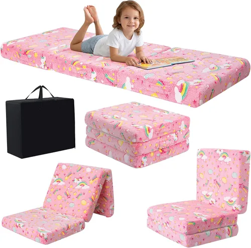 Vista 34 de MeMoreCool Colchón plegable de suelo para niños, tapete para siesta de suelo para dormir, guardería, cama plegable para niños pequeños, colchón