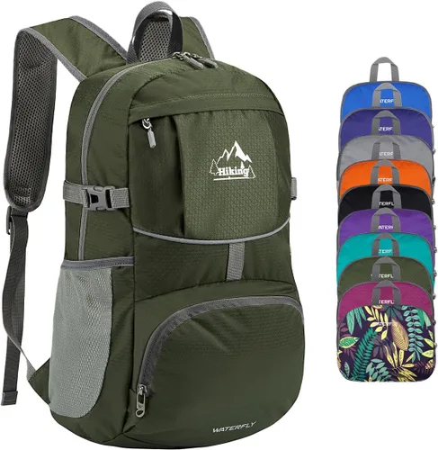 Vista 10 de WATERFLY Mochila de senderismo plegable: mochila de día de 25L ultra ligera para mujer y hombre - pequeña mochila plegable compacta para deportes al