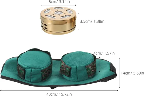 Vista 2 de 1 juego de caja de moxibustión portátil para masaje, quemadores de moxa de cobre, caja de moxibustión sin humo con cubierta de tela para cintura