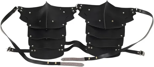 Vista 5 de Armadura de hombro steampunk para hombre, ajustable, de piel sintética, armadura de hombro medievales para caballero armadura de Halloween cosplay