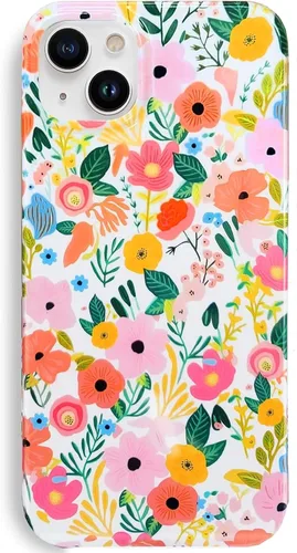 Vista 12 de J.west Funda compatible con iPhone 14 para mujer, bonito diseño floral femenino, patrón kawaii de flores silvestres en acuarela para niñas