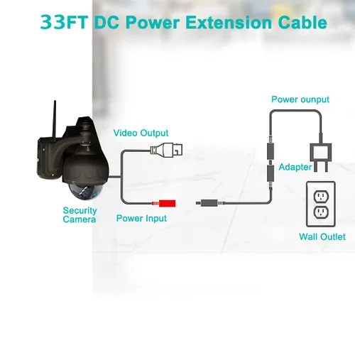 Vista 4 de Cable de extensión de alimentación de CC de 0.217 in x 0.083 in, cable de extensión de 12 V CC, cable de cámara de seguridad macho a hembra