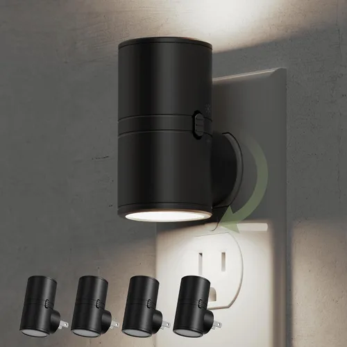 Vista 11 de L LOHAS LED Luz nocturna con sensor de movimiento, mini luces nocturnas activadas por movimiento, enchufar a la pared, luz giratoria con sensor