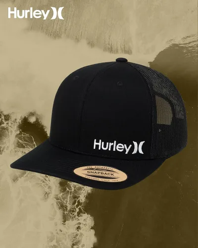 Vista 7 de Hurley Sombrero de camionero para hombre, diseño de corp a presión, cómodo, curvado con cierre de presión ajustable, sombreros de camionero
