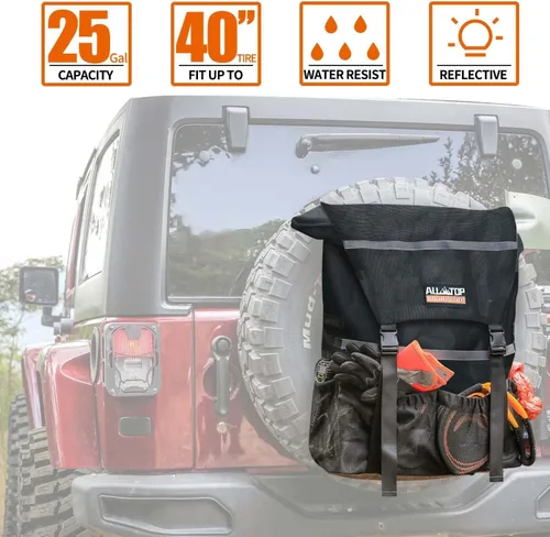 Vista 2 de ALL-TOP Bolsa de basura para neumáticos de repuesto, bolsa de basura resistente para puerta trasera de camión, bolsa de almacenamiento de carga