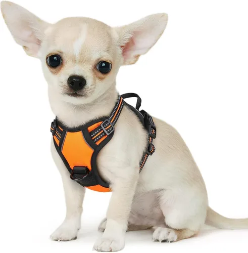 Vista 50 de Eagloo Arnés para perro pequeño, sin tirones, chaleco de servicio con tiras reflectantes y asa de control, ajustable y cómodo para caminar, arnés