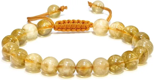Vista 133 de Adjustable Crystal Bracelet – Gemstone Bead Bracelet with Adjustable Macrame String – Chic Gemstone Bracelet for Men and Women – 8mm Round Healing