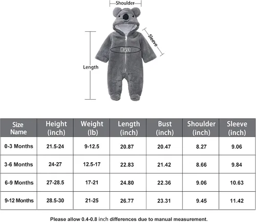 Vista 7 de pureborn Newborn Baby Fleece Footed Jumpsuit Hooded Pramsuit Winter Snowsuit for Infant Boys Girls 0-12 Months