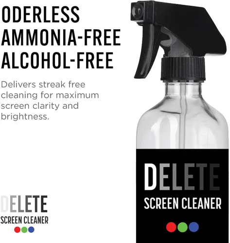 Vista 5 de Delete Screen Cleaner Botella de spray de 16 onzas Solución premium sin rayas, sin alcohol ni amoníaco para todos los dispositivos, suave, inodoro