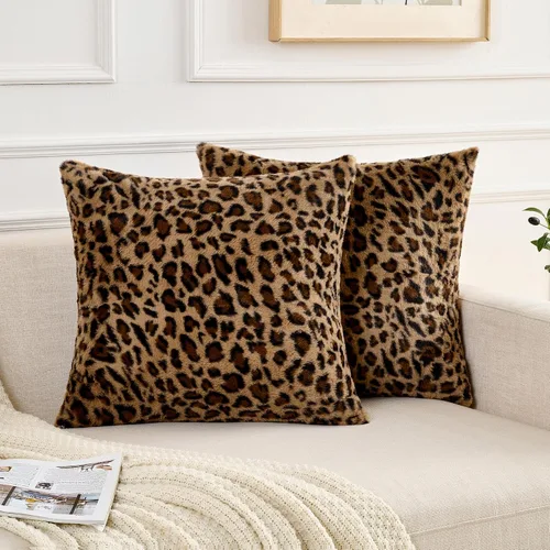 Vista 8 de GALMAXS7 Fundas de Almohada de Guepardo 16x16 Juego de 2 Fundas de Almohada de Piel Sintética Leopardo para Sofá Esponjosas Suaves Decorativas