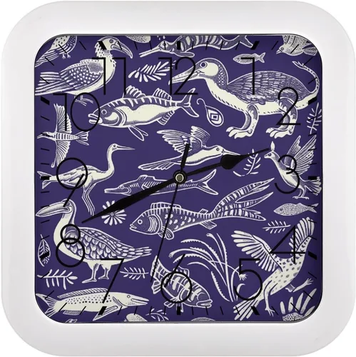 Vista 17 de 10" Square Modern Wall Clock,Art Chicken Animal Painting Print Kitchen Clocks Wall Battery Operated,Silent Non Ticking Unique Funny Cute Wall Clock