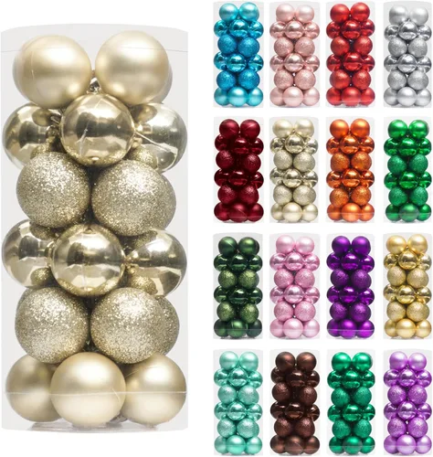 Vista 36 de XmasExp Juego de 24 mini esferas de Navidad inastillables para bolas de árbol de Navidad, 1.18 pulgadas (negro)