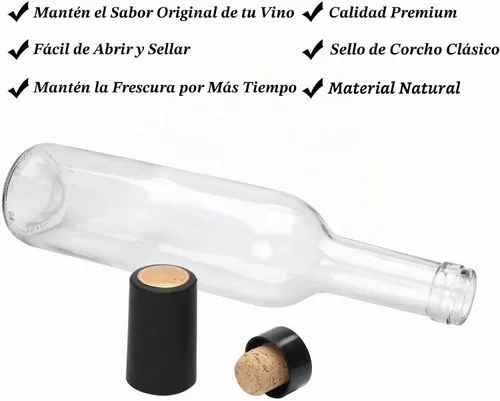 Vista 4 de Paquete de 12 botellas de vidrio de 12 onzas con tapas de corcho, botellas de vino vacías de 12.7 fl oz