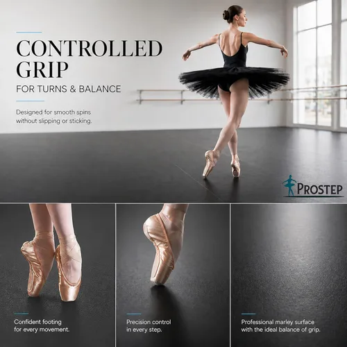 Vista 4 de ProStep by FlooringInc - Rollo reversible para pista de baile Marley, suelo de baile portátil de vinilo enrollable para ballet, jazz, moderno