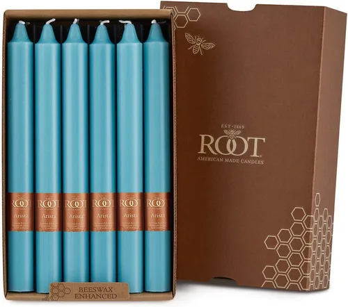 Vista 18 de Root Candles Juego de velas sin perfume de mezcla de cera de abeja de alta calidad, 5 pulgadas, azul Williamsburg, 8 unidades Williamsburg Azul