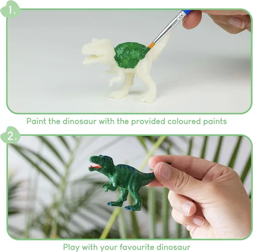 Vista 4 de BONNYCO Recuerdos de fiesta de dinosaurios para niños, kit de pintura para niños, paquete de 16, bolsas de regalo de dinosaurio para niños de 3 a 5