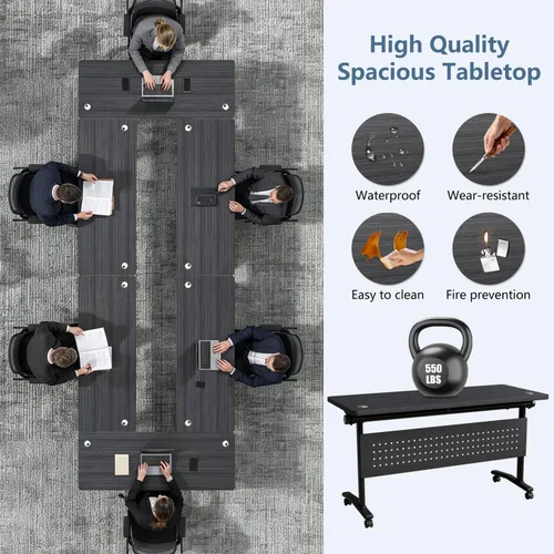 Vista 7 de 47.2in Folding Conference Table, Modular Meeting Table with Wheels 2Pack Modilan