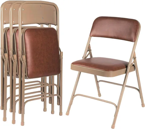Vista 6 de OEF Furnishings OEF1203 Silla plegable acolchada de vinilo de grado comercial (marrón, paquete de 4)
