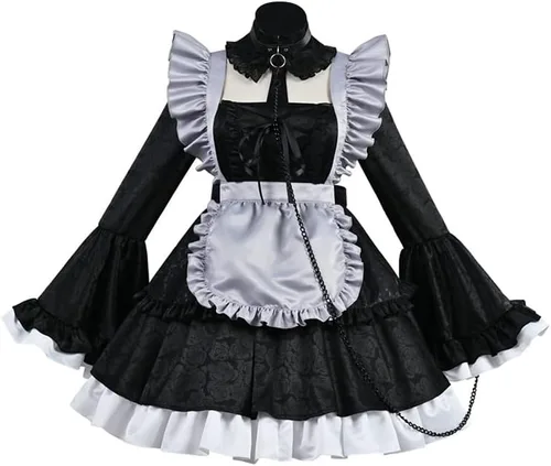 Vista 6 de Disfraz de cosplay de Anime My Dress-Up Darling Kuroe Shizuku Kitagawa Marin vestido de criada negro para Halloween