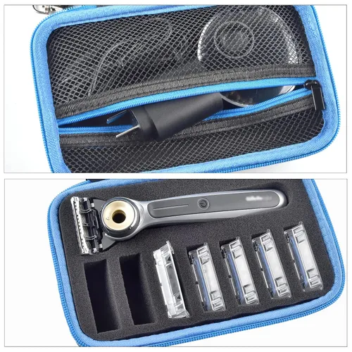 Vista 3 de PAIYULE Estuche de viaje para maquinilla de afeitar térmica Gillette para Azul