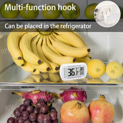 Vista 3 de Termómetro de refrigerador digital, termómetro para frigorífico y congelador, termómetro para habitación, resistente al agua, pantalla LCD grande