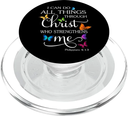 Vista 7 de I Can Do All Things Through Christ Butterfly Art - PopSockets religiosos intercambiables PopGrip
