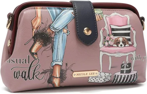 Vista 2 de Nicole Lee Cartera plegable con solapa y correa de muñeca desmontable, cartera de mano de noche, múltiples tarjeteros y ventanas de identificación