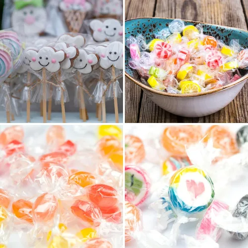 Vista 5 de DIYASY 600 unidades de envoltorios de dulces para caramelos, envoltura de celofán transparente, antiadherente, papel de cera para envolver dulces