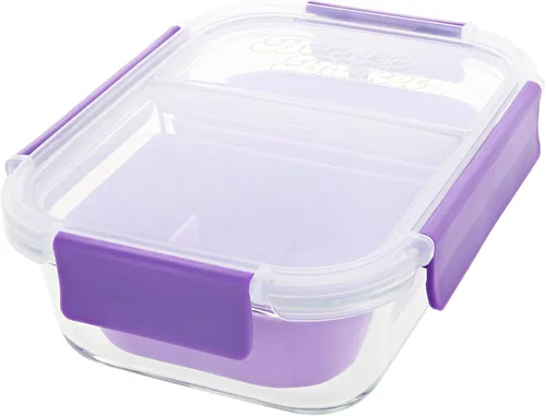 Vista 9 de Herramienta de limpieza de contenedores de vidrio de borosilicato de dos compartimentos con tapa sellable (azul ártico)