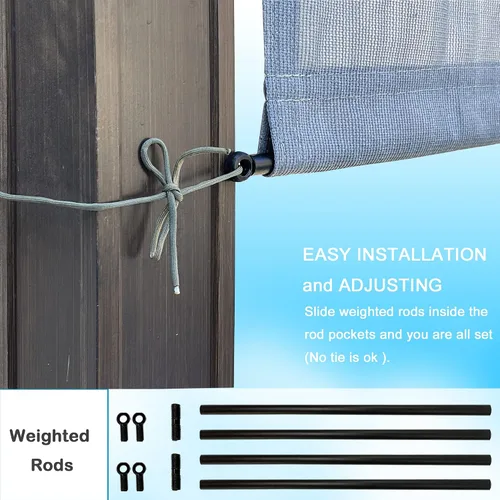 Vista 5 de Alion Home Toldo universal transpirable para pérgola – Toldo de repuesto para pérgola – Cubierta de sombra ajustable para exteriores con varillas