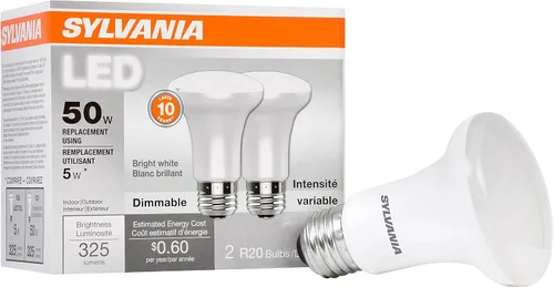 Vista 10 de LEDVANCE Sylvania - Bombilla LED R20, eficiente 5 W, regulable, temperatura de color de 3000 K, paquete de 2, color blanco (40339)