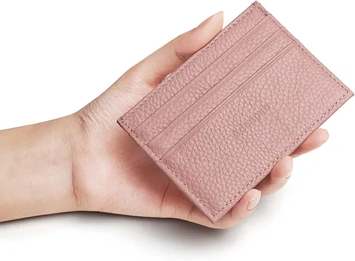 Vista 31 de Cartera de tarjeta de crédito de cuero genuino, billetera minimalista, inserciones de billetera delgada, 003, Estuche para tarjetas de crédito