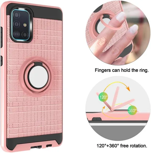 Vista 4 de Asuwish Funda compatible con Samsung Galaxy A51 4G, protector de pantalla de vidrio templado, soporte de anillo resistente, accesorios celulares