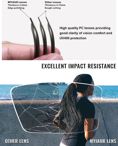 Vista 6 de Myiaur Gafas de sol para mujeres y hombres, protección UV400, estilo P-V, envolventes, ciclismo, deportes, correr, béisbol, M1728