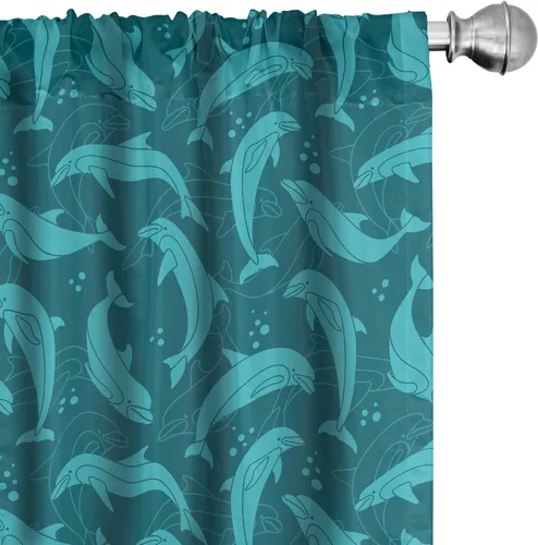 Vista 35 de Lunarable Cortinas para ventana para mascotas, divertidos personajes de gatos, estilo artístico, gatitos juguetones, animales peludos, decoración