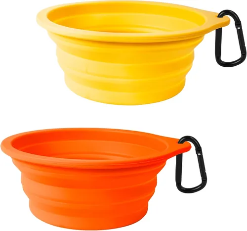 Vista 2 de PetBonus 2-Pack Silicone Collapsible Dog Bowls and Dog Collar Safety Clip