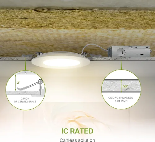 Vista 7 de ASD 1 Pack LED Smart Recessed Lighting 4 Inch 9W, RGBW Color Changing Lights, Compatible with Alexa & Google Assistant, Dimmable 2700K-6500K