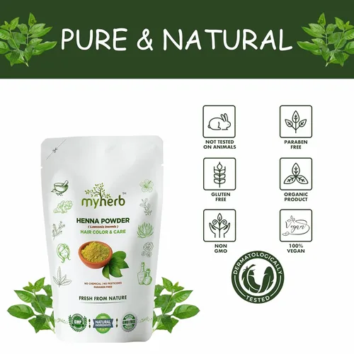 Vista 4 de Polvo de heena puro natural 100% orgánico (Lawsonia Inermis) 227 Gm/0.5 Lbs Fórmula ayurvédica Para mascarilla capilar Para hombres