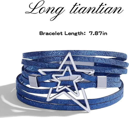 Vista 5 de Pulsera de cuero con forma de corazón para mujer, apilable, de cuero punk, para adolescentes y niñas, Cobre, otro