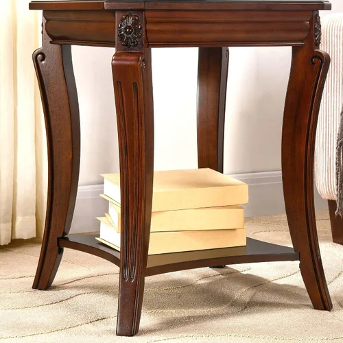 Vista 7 de PADMA HOUSE Mesa auxiliar de madera vintage con estante de almacenamiento Tapa de madera de cerezo