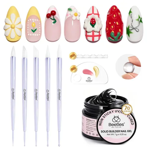 Vista 12 de Beetles - Brocha de uñas para constructor de uñas de gel de doble punta, herramientas de pintura, pincel de uñas, cepillo de limpieza de uñas