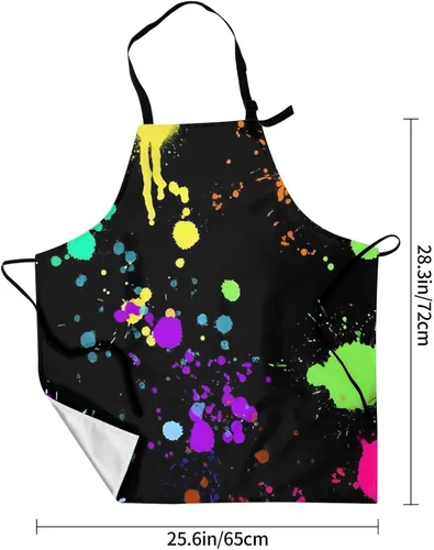 Vista 6 de Delantal colorido arte de pintura, delantal de trabajo impermeable para cocina, barbacoa, fiesta, regalo perfecto de vacaciones