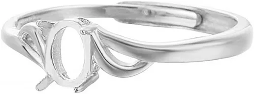 Vista 10 de Anillo ajustable de plata de ley 925 en blanco de 5 x 7/6 x 8/7 x 9/8 x 10/10 x 13/0.472 x 0.551 in, base de anillo de ajuste de anillo de bricolaje