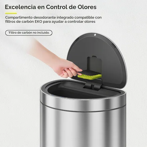 Vista 5 de EKO Mirage - Bote de basura semicircular con sensor de movimiento, de 12.4 galones, grande, automático para cocina con compartimento desodorante