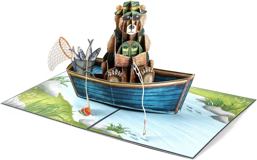 Vista 3 de Liif Tarjeta del día del padre de pesca, tarjeta desplegable del día del padre, tarjeta de jubilación, tarjeta de cumpleaños para papá, hombres
