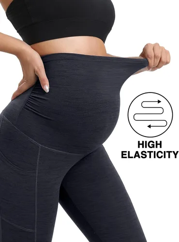 Vista 4 de Heathyoga Leggings de maternidad con bolsillos, leggings de embarazo para mujer, leggings de entrenamiento de maternidad, pantalones de yoga